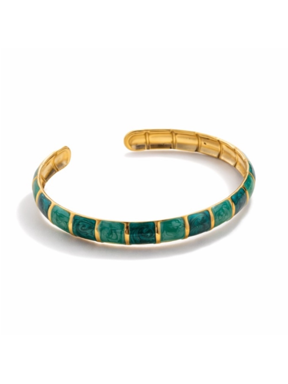 New! Gold Plated Green Enamel Colorful Cuff Bracelet